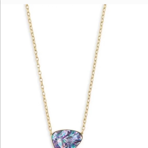 - Beautiful Kendra Scott gold abalone blue necklace with lavender accents … - Picture 2 of 2